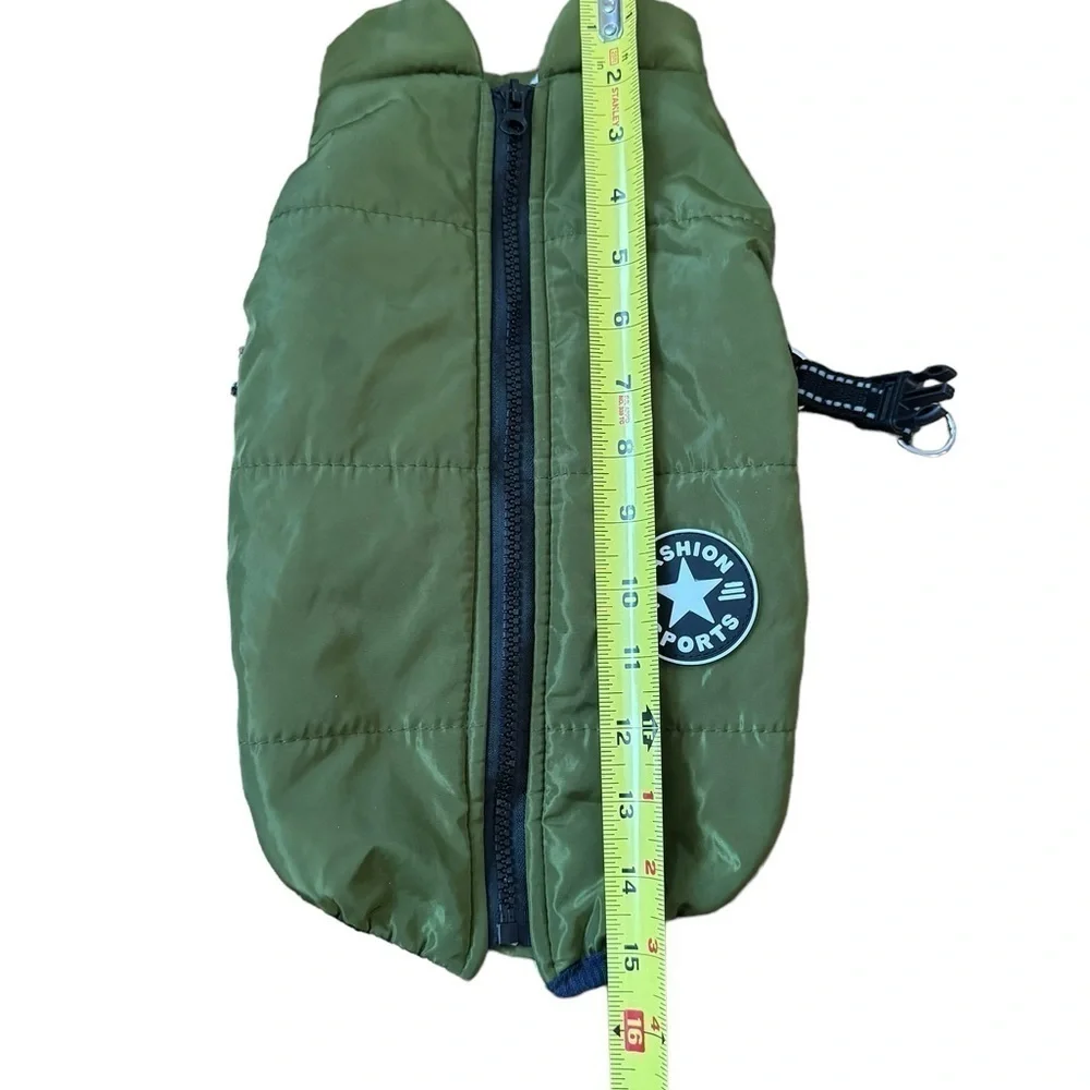 Dog Waterproof Vest Jacket Military Green Size Medium